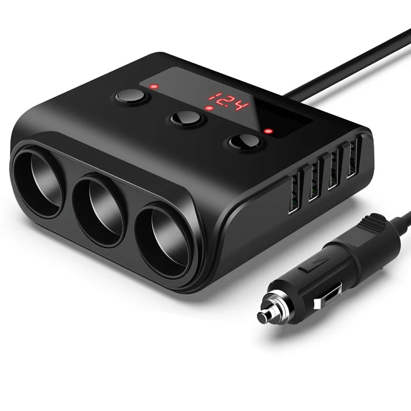 3 Way 12V 24V Multi Socket Car Cigarette Lighter Splitter Car Multi Charger  Mobile Phone Fast Charger