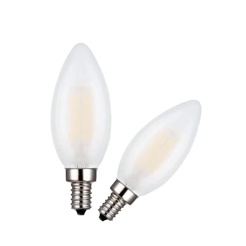 2W 4W 5W E12 E14 B22 E26 E27 Base Led Vintage Bulb Frosted Spire Chandelier Candle Bulb C35/ Edison Led Filament Light Bulb