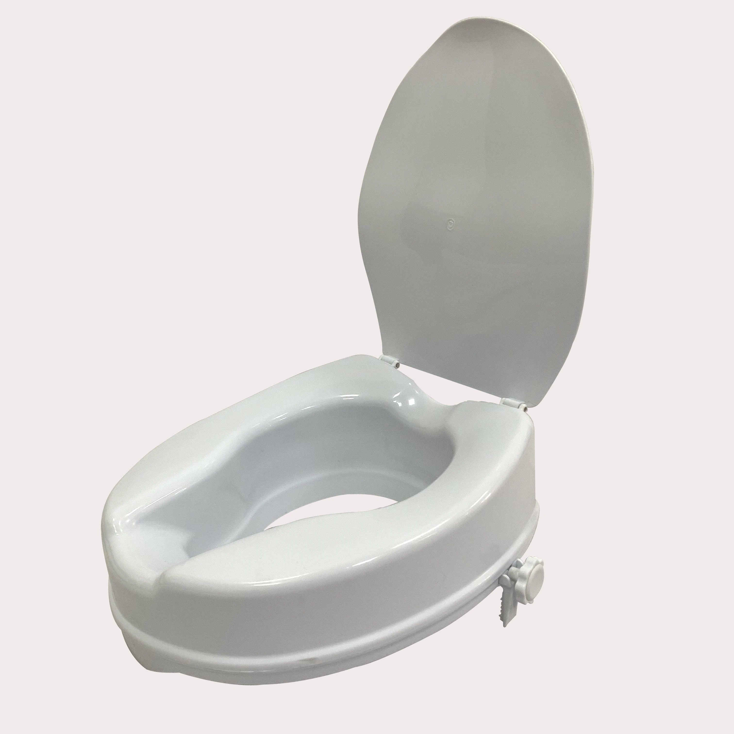 Plastic Smooth Elevated 4 Inch Raised Toilet Seat With Lid White For ...