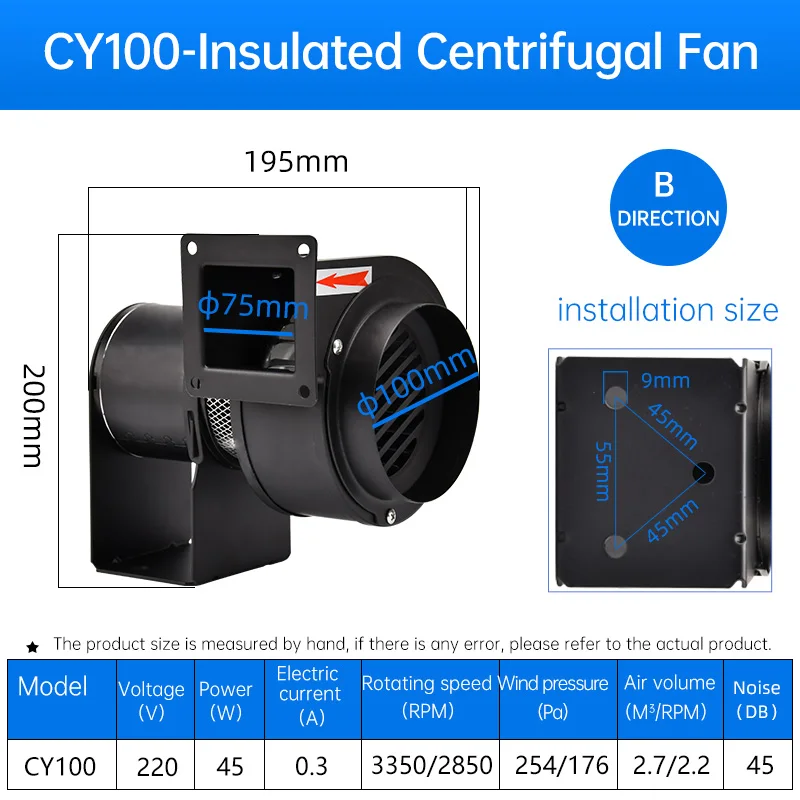 Fan, CY100, Centrifugal, 220V, 45W - detail 6