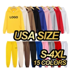 Stacked Custom Fitted 100% Cotton Sweatpants Joggers French Terry Logo Sweatpants And Hoodie Set men sweatsuits unisex sets bluk