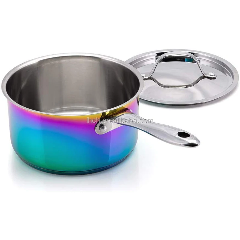 Rainbow Painting 5 Pcs Dishwasher Safe Stainless Steel Cookware Set,9