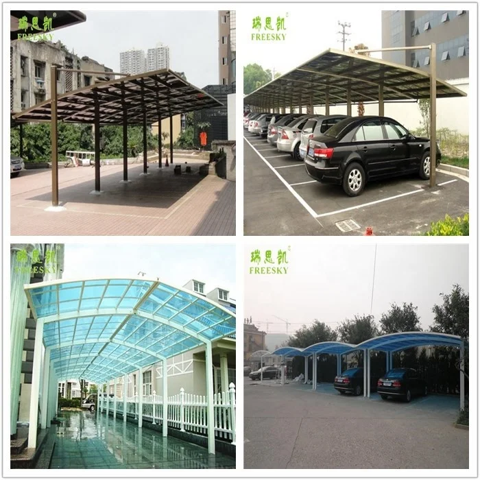 Metal aluminium carports garages with polycarbonate sheet arched shelter roof for car parking motorcycle good price
