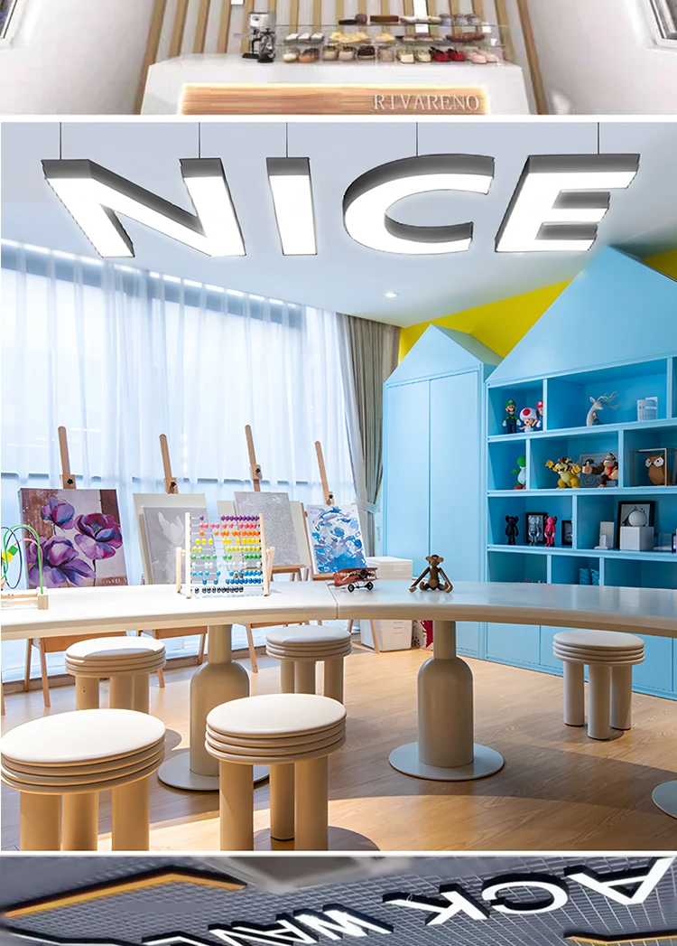 product modern style letter shaped led ceiling chandelier customized design for kindergarten studio library classroom-8
