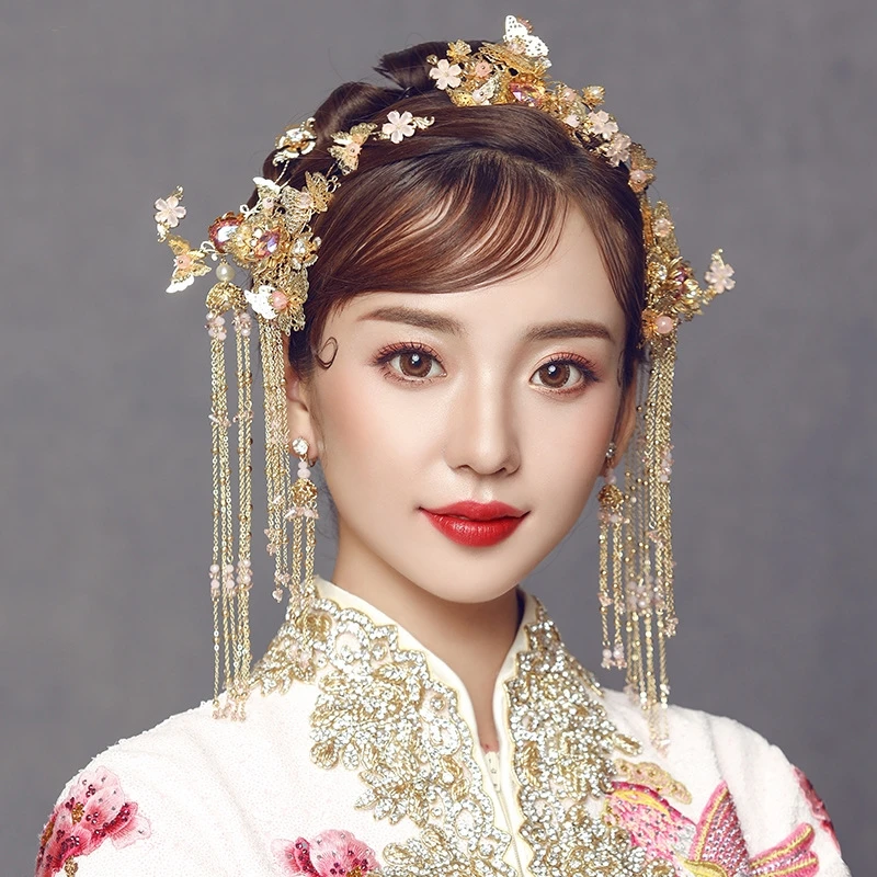 Bride Classical Wedding Dress Headdress Chinese Wedding Hair Bride Classical Wedding Dress Headdress Chinese Wedding Hair