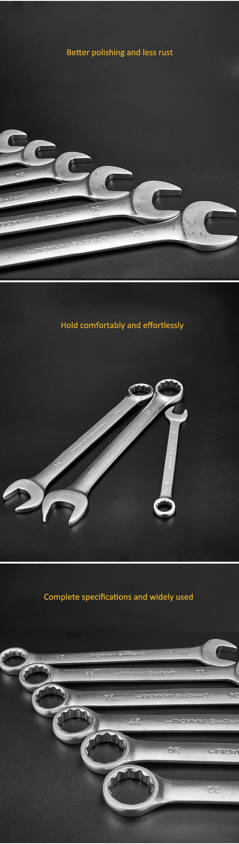 High quality full specification chrome vanadium combination wrench