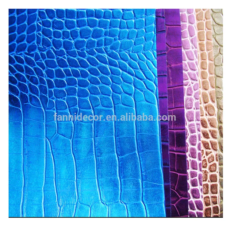 glitter crocodile pu leather/Glitter Crocodile Skin PU synthetic Leather