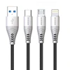 N-Bravers Fast Charging data 3 in 1 USB Cable 1M 1.2M 2.1A for iPhone type C Android Micro