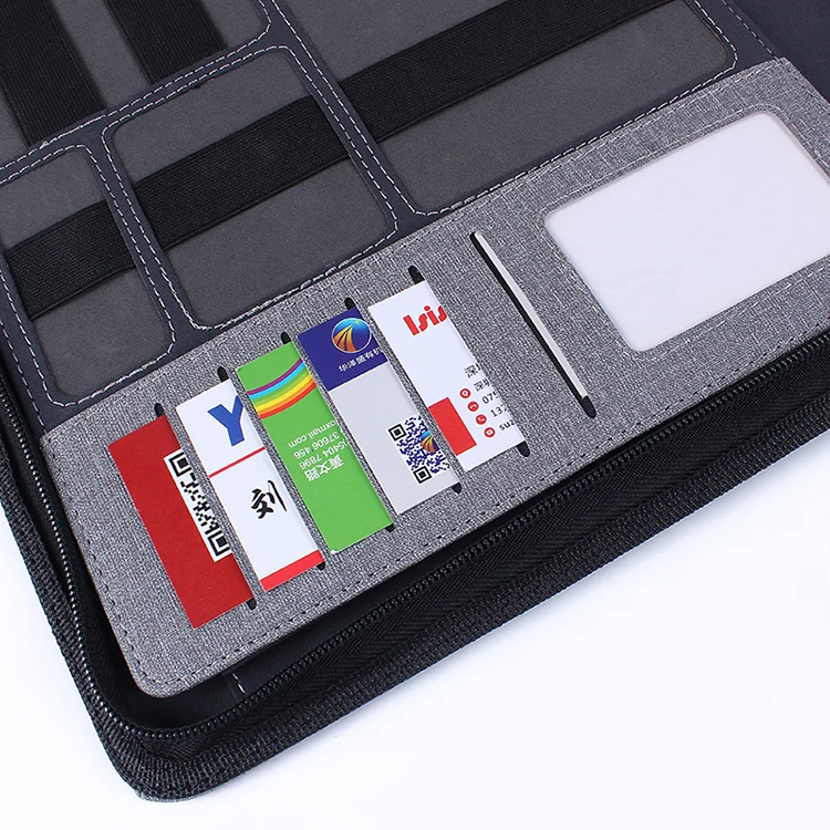 Customized a4 file with portable power charging notebook multi-function manager folder