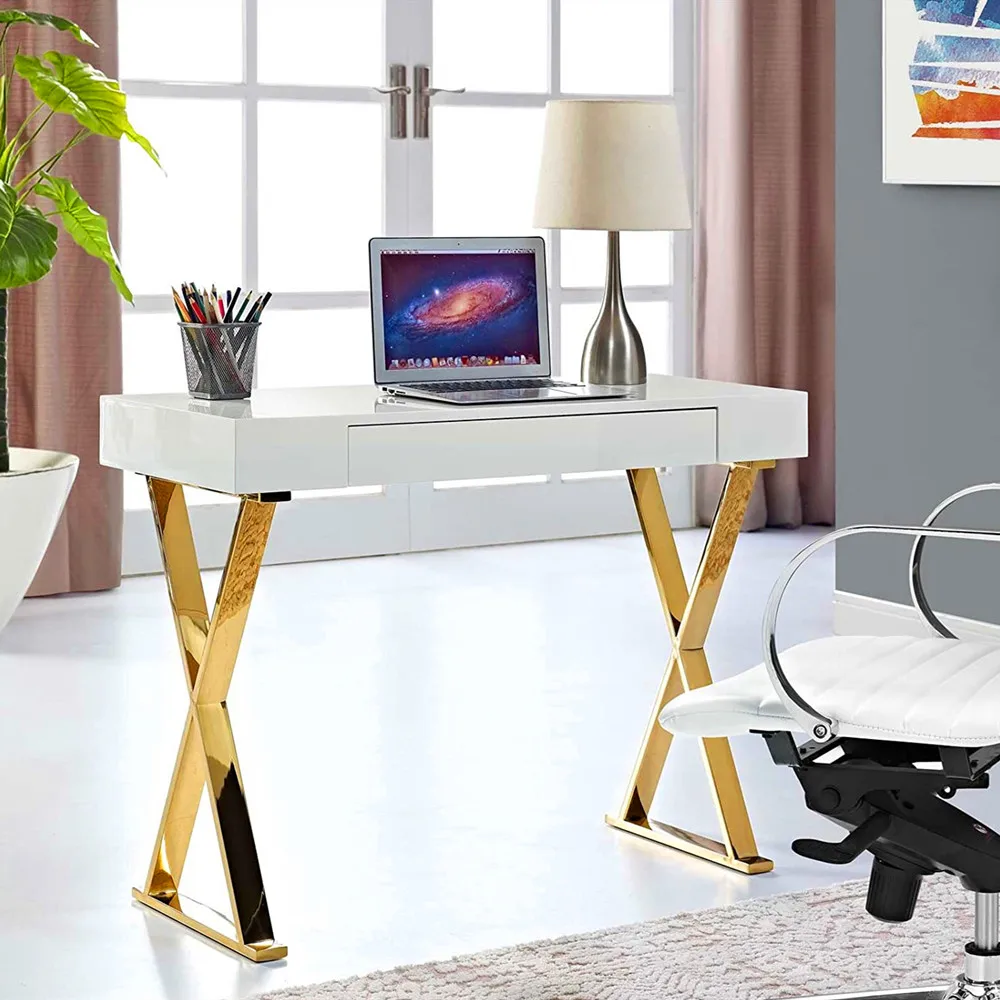 High Quality Stainless Steel Gold Metal Office Desk Base Metal X Shape