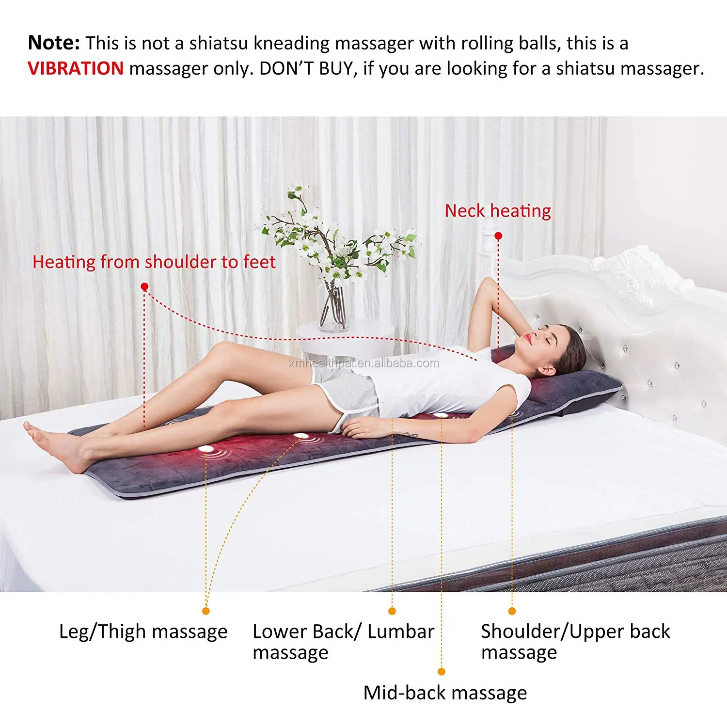 Foldable Fe 8306 Topper Full Body Electric Thermal Vibrating Massage Mat Mattress With Heat