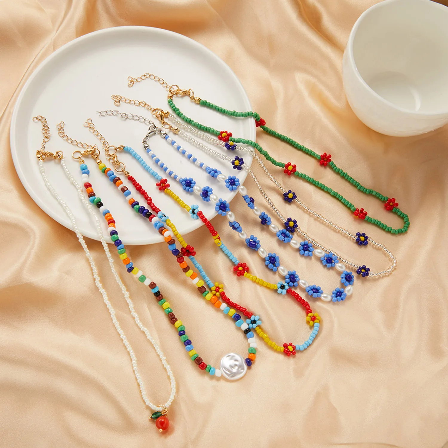 Trendy bead necklaces sales