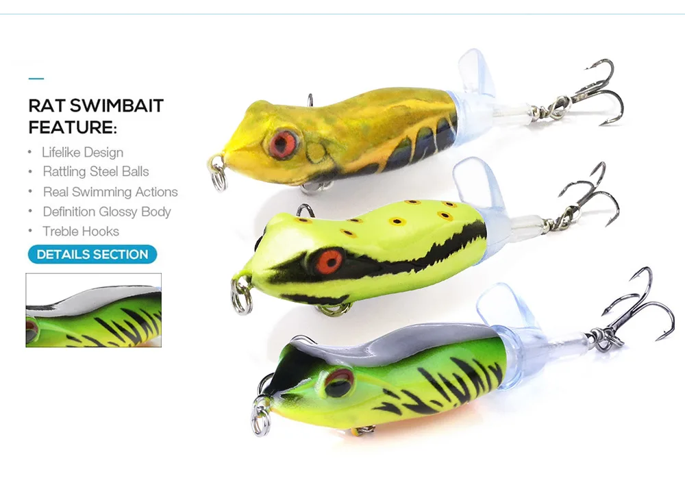 Topwater Bass Fishing Lures with Floating Rotating Tail