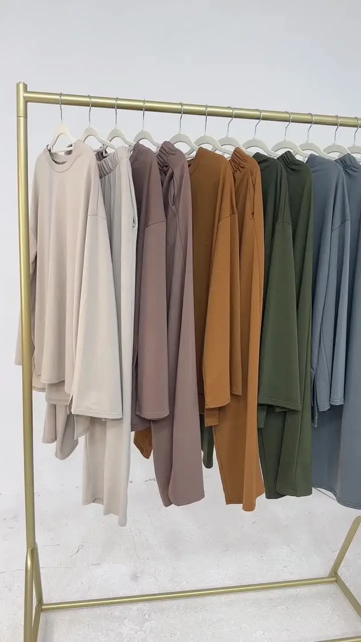 Womens Wholesale Clothing Casual Style Cord Sets Muslim Women Modest Pants  Top Set - Main Image