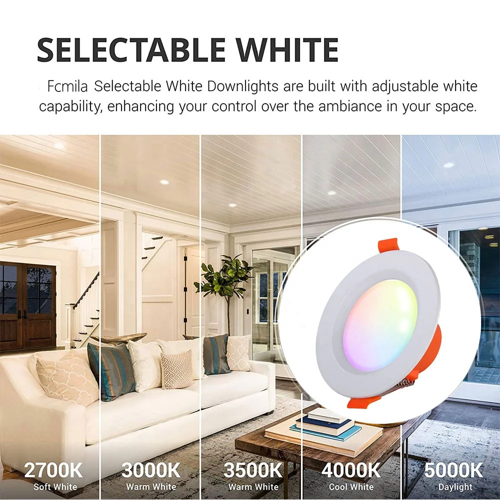 High Quality Smart Wifi Downlight 6w 480lm Tuya Alexa Dimmable Rgb Cct
