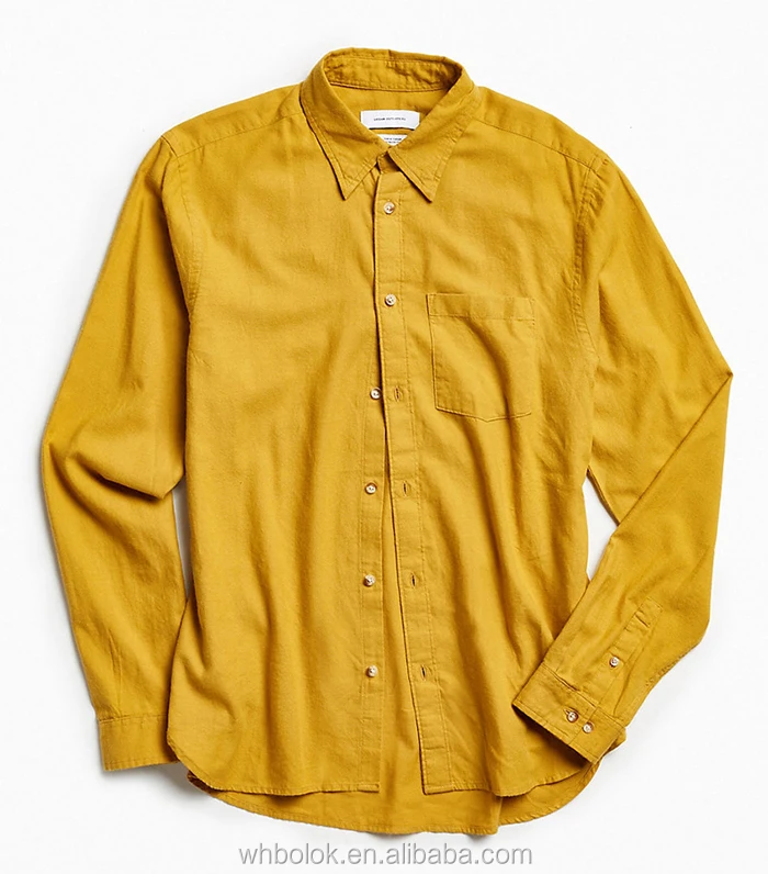 Oem Mens Flannel Shirt Plain Solid Color Shirt Long Sleeves Wholesale