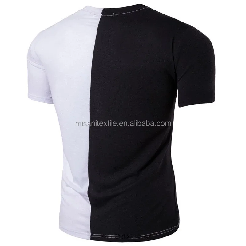 Misani Custom Mens Split Two Tone Color Block Half Black Half White T Shirt Buy Graphic T Shirt Men Black T Shirts White T Shirt Product On Alibaba Com