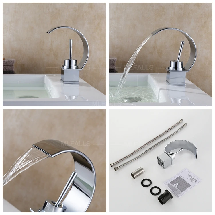 2020 European design chrome desktop basin faucet energy saving waterfall faucet