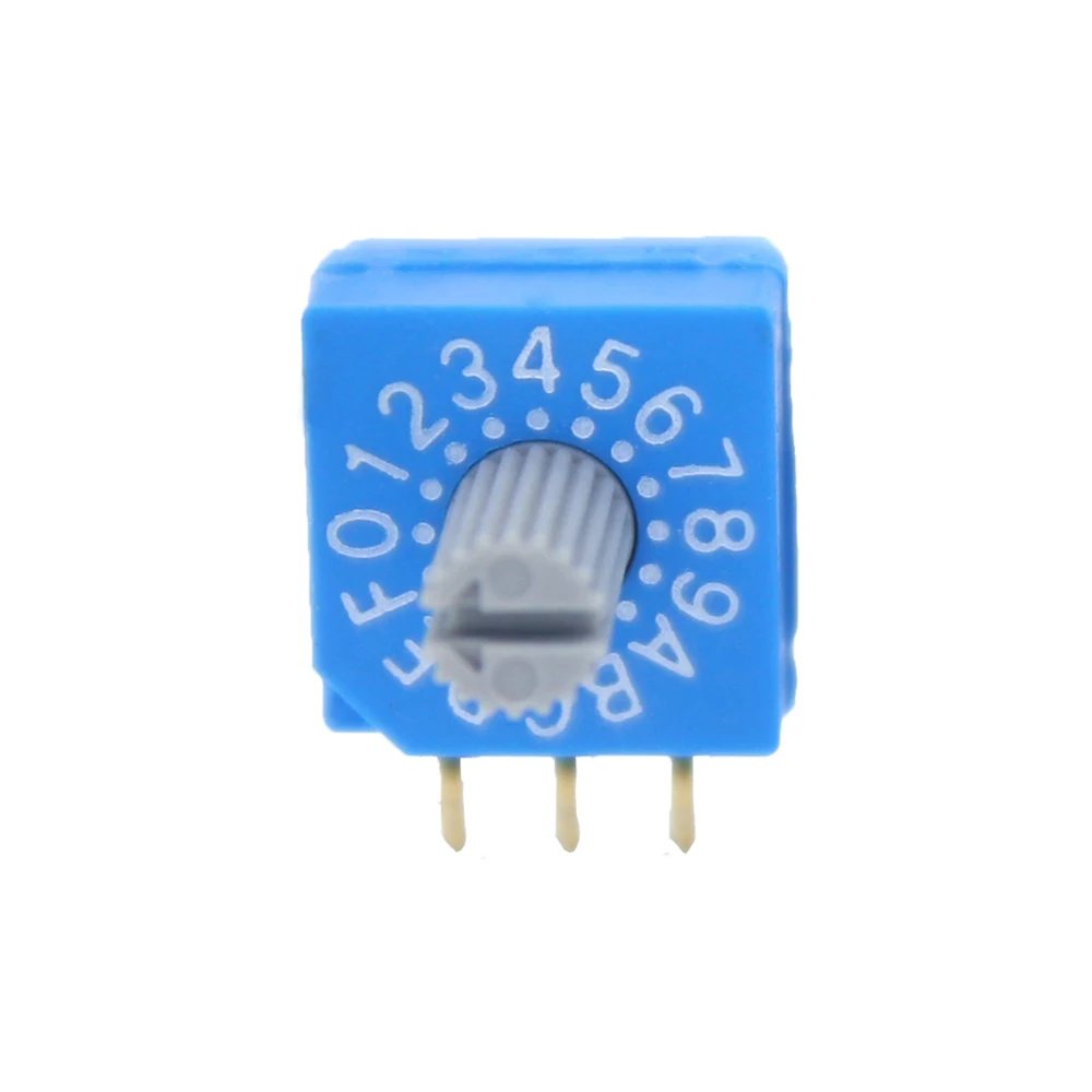 Side-by-side comparison of a standard 10-position coded rotary switch and a DIP-style rotary emulator