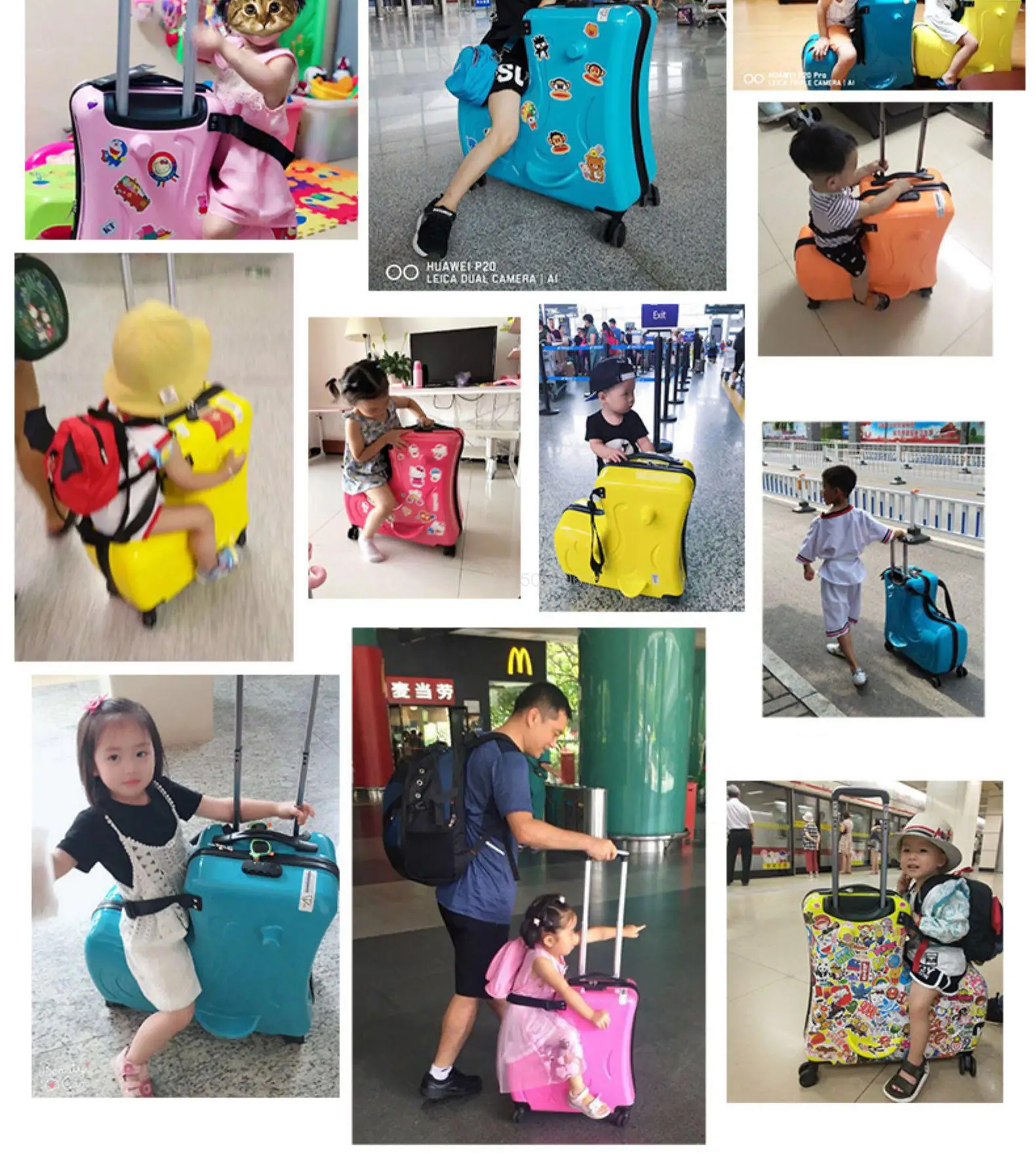 Baby Riding Luggage Animal Shape Caster Suitcase Can Mount Luggage