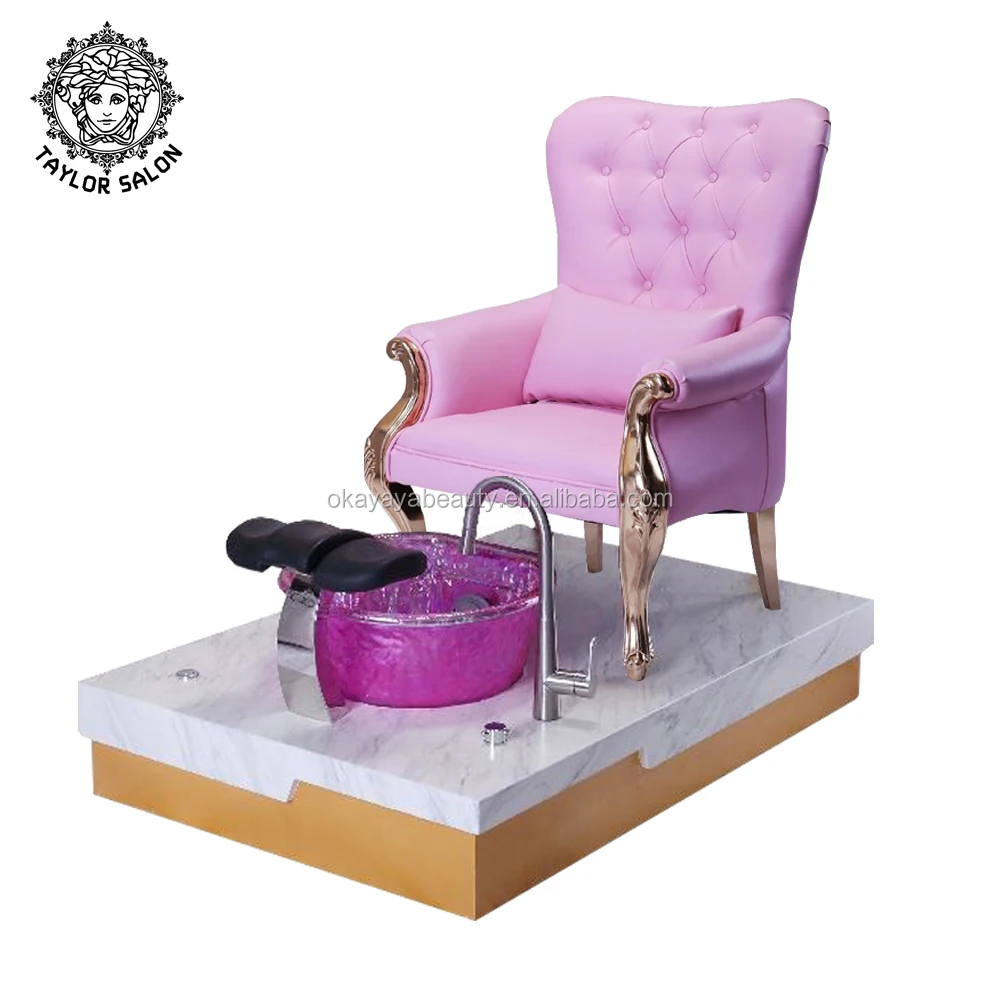 Nail Bar Equipment Pink Short Back Throne Chairs Comfortable Pedicure