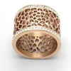 Hot Selling 20mm Wide 2 Rows CZ Clay Rings New Fashion Exaggeration Stainless Steel Jewelry Women's Rose Gold Finger Ring Gifts