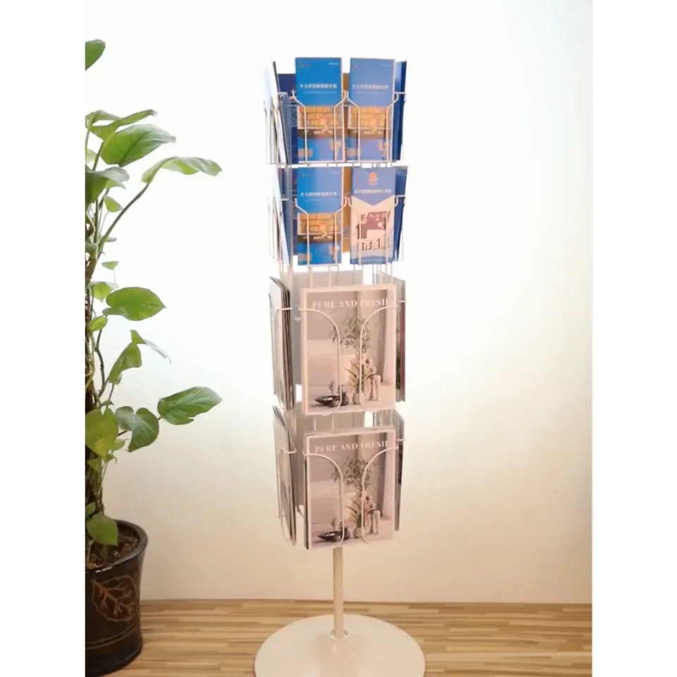 Rotating Postcard Racks Rotate Iron Wire Basket Stand Greeting Card