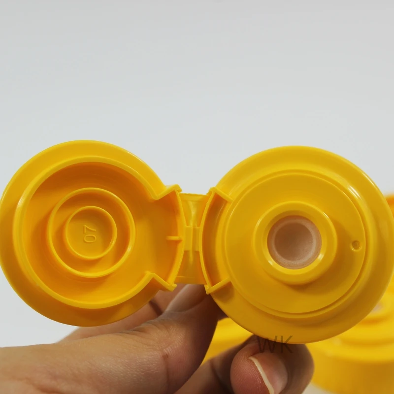 38mm Yellow Ribbed Snap Top Cap Honey Ketchup Flip Cap Plastic Bpa Free