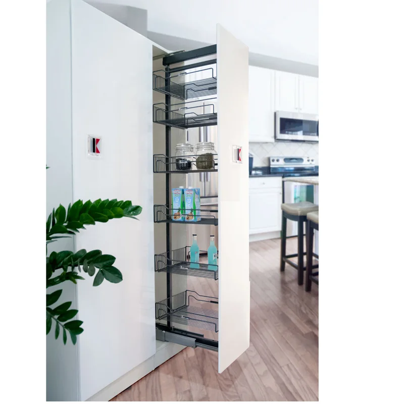 
Kitchen Furniture Cabinet Tall Pantry Pull Out Basket Tandem Pantry Unit for Kitchen 