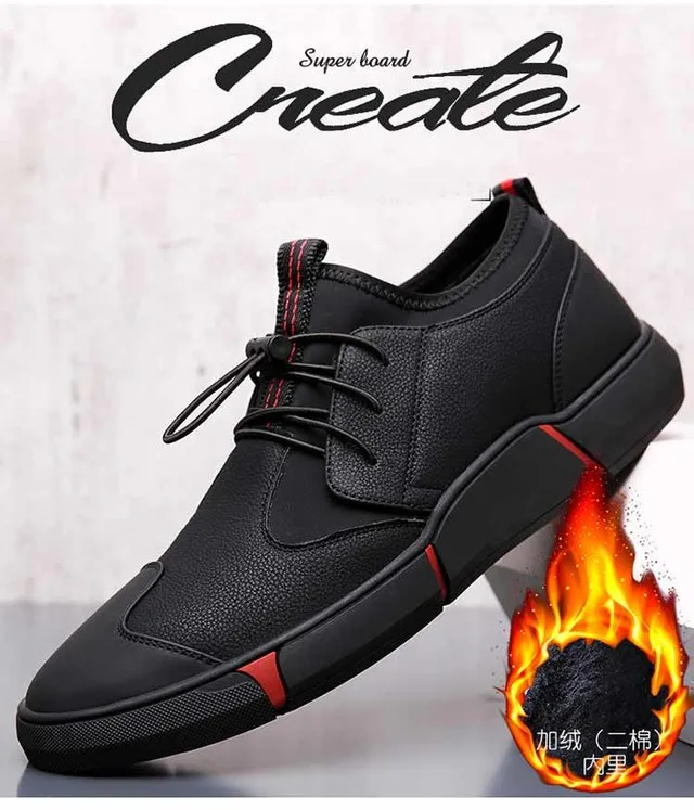 High Quality All Black Men's Leather Casual Shoes Fashion Breathable ...