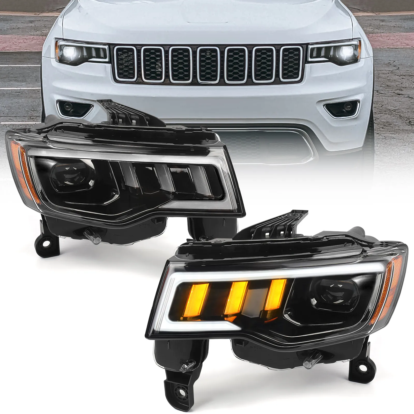 Headlight For Jeep Grand Cherokee Headlights 20172021 Led Sequential