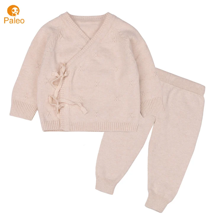 Factory Custom 100% cotton knitted baby clothing set for boy girl