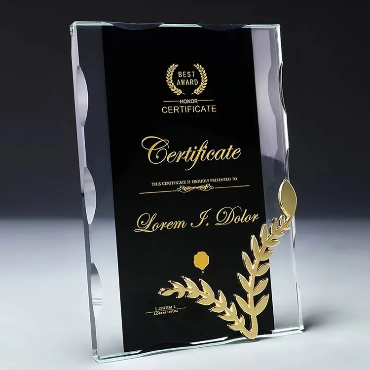 Customized Large Number Square Block Shape Crystal Glass Trophies Plaque Carved Jade Honorary Souvenir Gifts Laser Printing factory