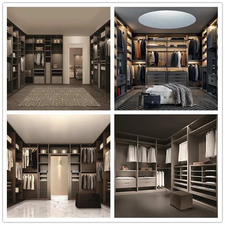 European modern style walk in wardrobe closet and wardrobe led lights with bags an shoes