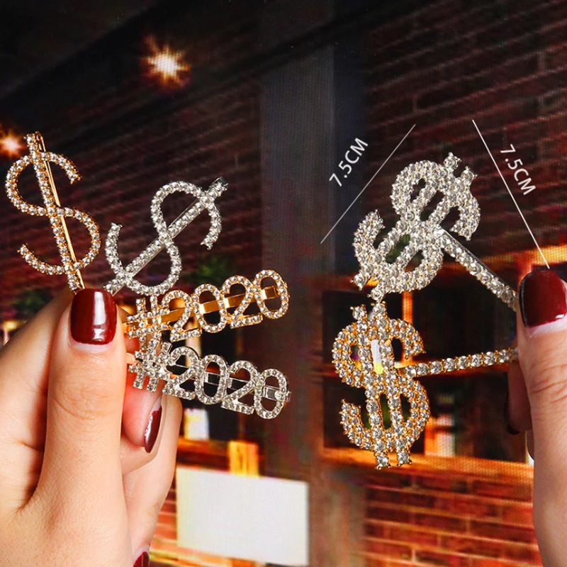 Bangs Accessories Words Bling Bobby Pins Rhinestone Crystal Letter Hair Clip