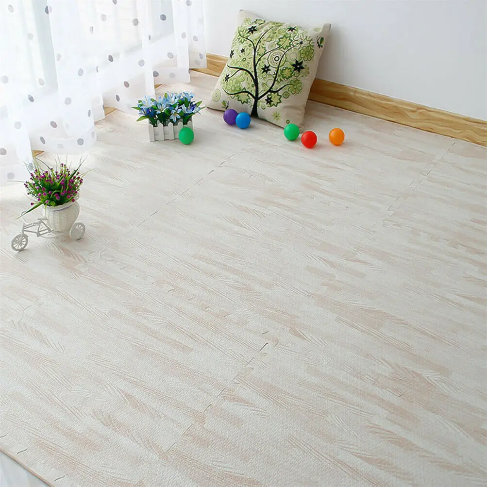 Interlocking Dark Wood Pattern EVA Foam Gym Flooring Floor Mat Tiles 60X60X1 cm