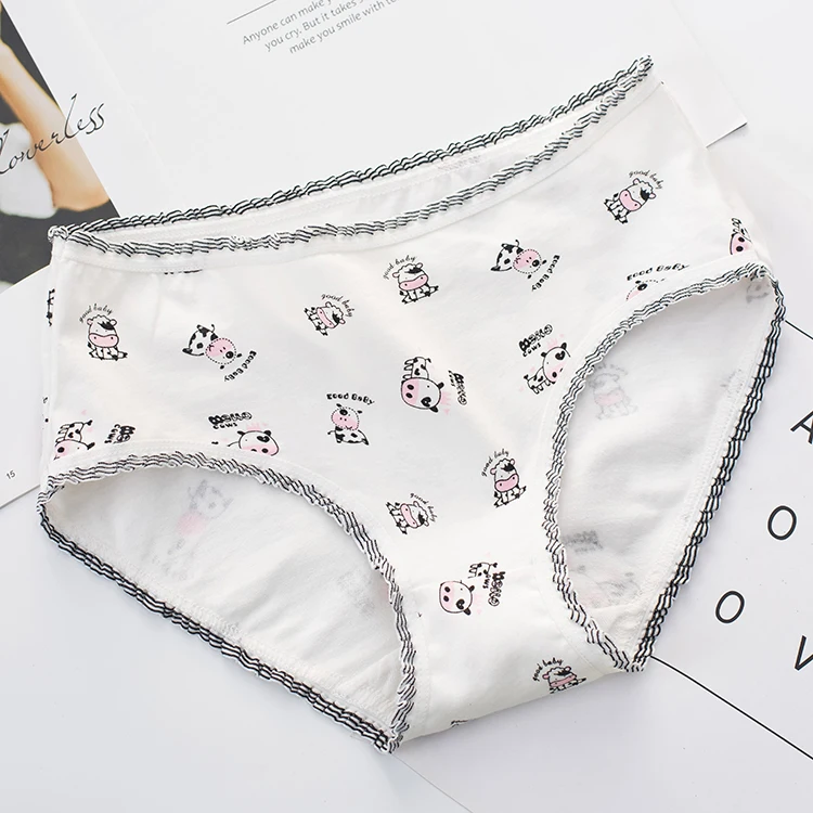 Hot School Young Little Girls White Comfortable Coft Cow Underwear Teen