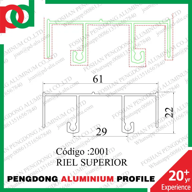 Perfiles de Aluminio Línea 20 Riel Superior| Alibaba.com