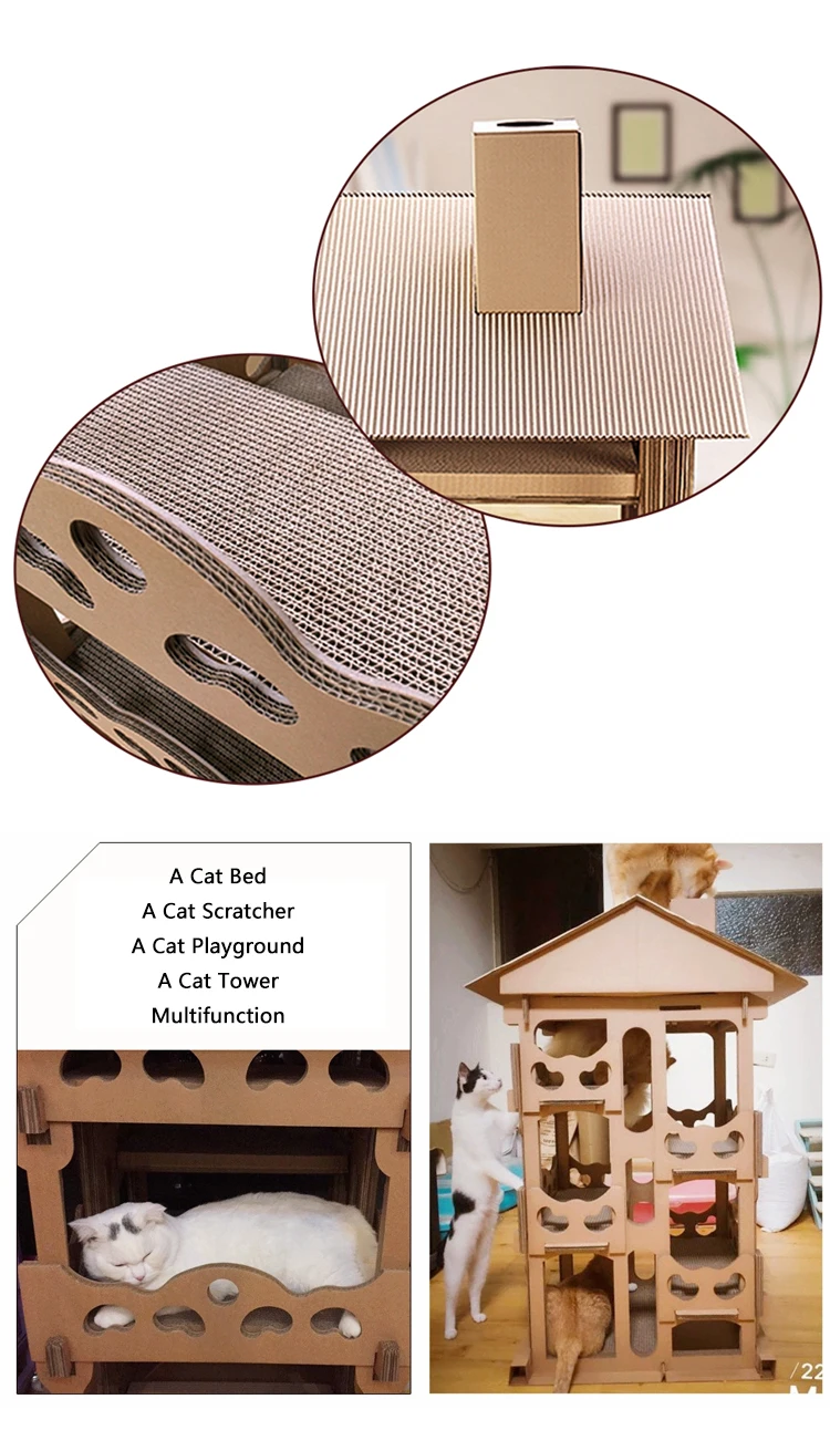 Large Corrugated Cardboard Cat Scratching Tower Cat Scratcher House