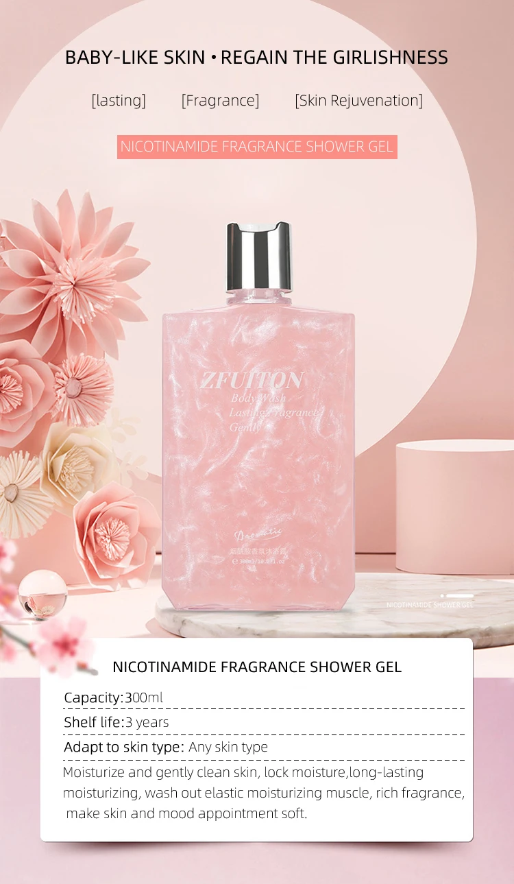 300ml+300ml Oem/odm Nicotinamide Shower Gel Body Wash Moisturizing Skin