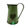 Country green color carving heart logo kettle shape garden metal hand painted watering cans for decor