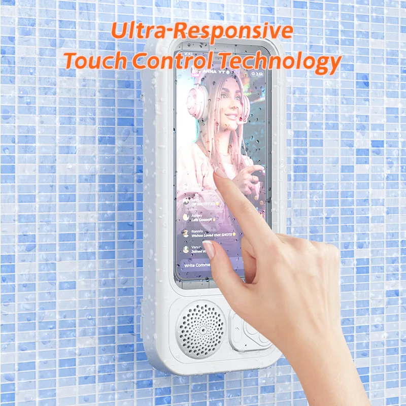 Phone Mount Waterproof Bathroom Phone Holder / Phone Case with Built-in BT Speaker, IPX5, 500-800mAh, Portable Speaker