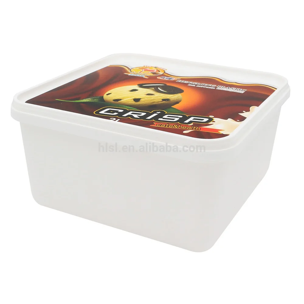 2l Square Wholesale Disposable Plastic Tub Of Ice Cream With Lids White Pp Tub Of Ice Cream
