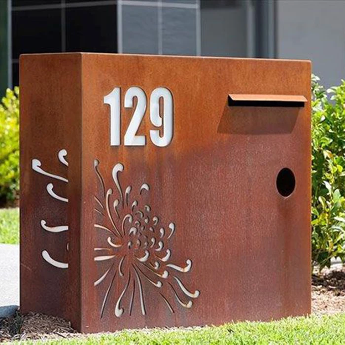 Anti-Corrosion Corten Steel Rustic Mailbox with Lockable Design ...