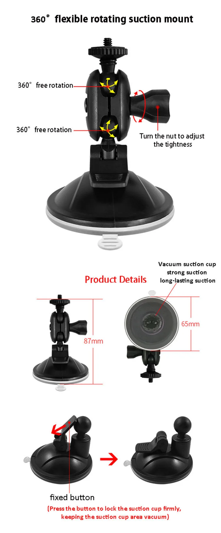 360 Degree Adjustable Rotation Car Camera Mount Holder