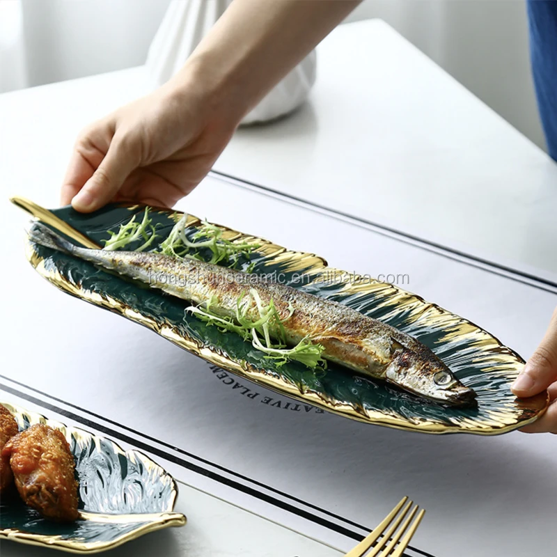 European-style ceramic tableware creative banana leaf plate snack plate storage tray storage plate