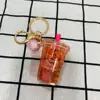 Novelty diy empty mini cup shape snow globe keychains fill epoxy glitter liquid