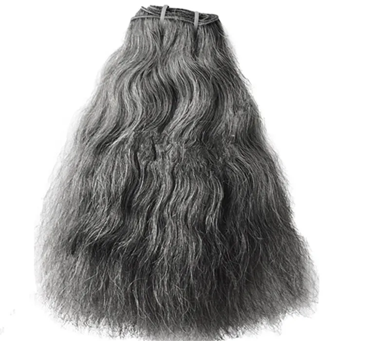 Salt And Pepper Hair Silver Grey Human Hair Weave Bundles Closure