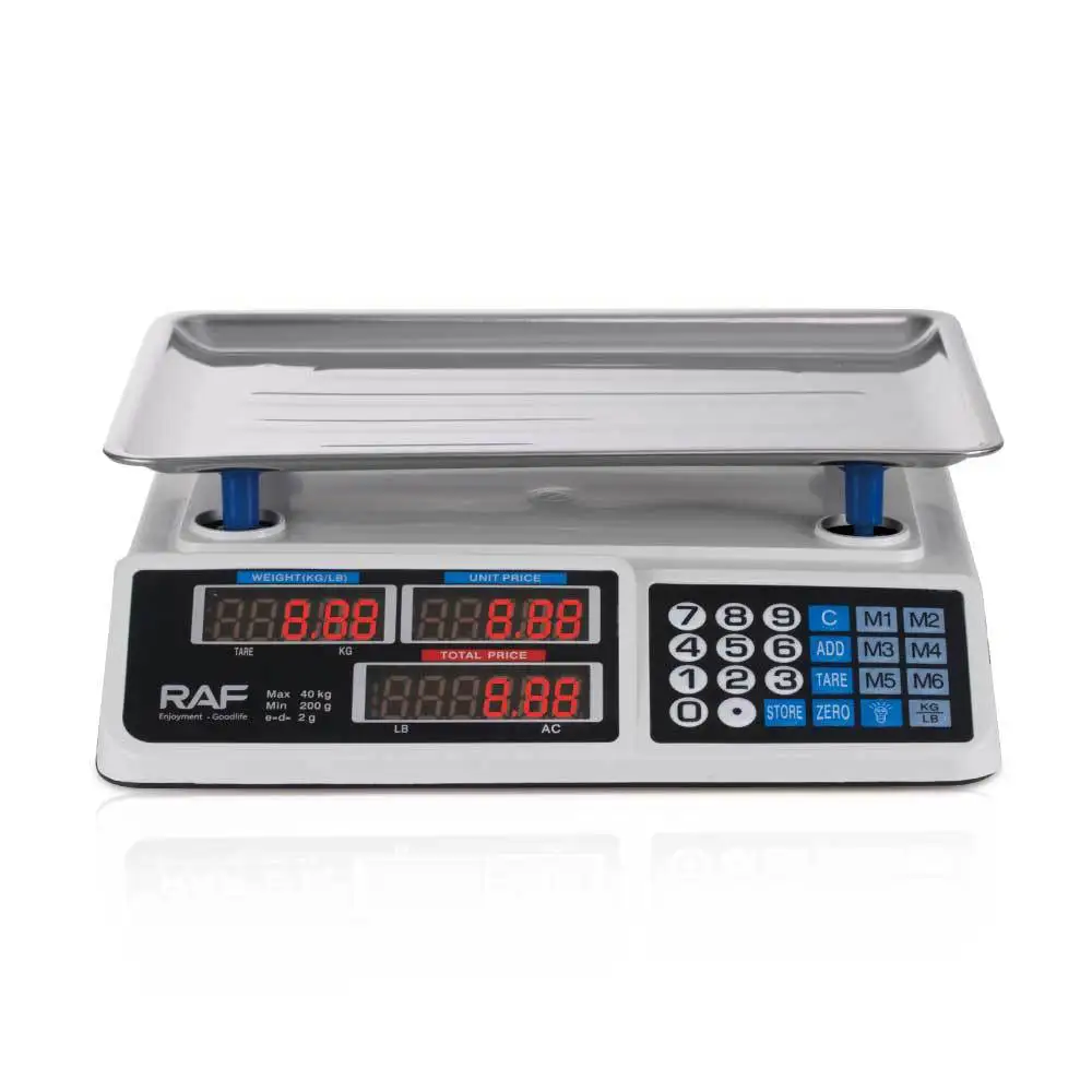 Báscula de Cocina Electrónica Comercial RAF R.10040, Estándar Europeo, Alta Precisión, Impermeable, 40 kg, Recargable, Automática