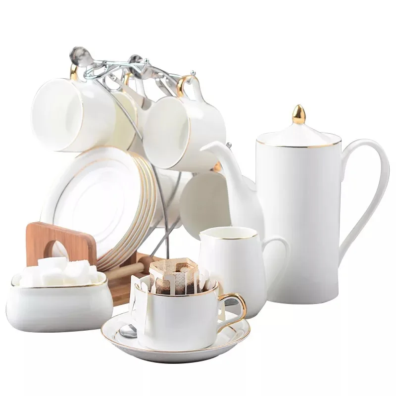 Promotional Middle East Style Big Capacity Coffee Ceramic Custom Porcelain Tea Pot Set factory